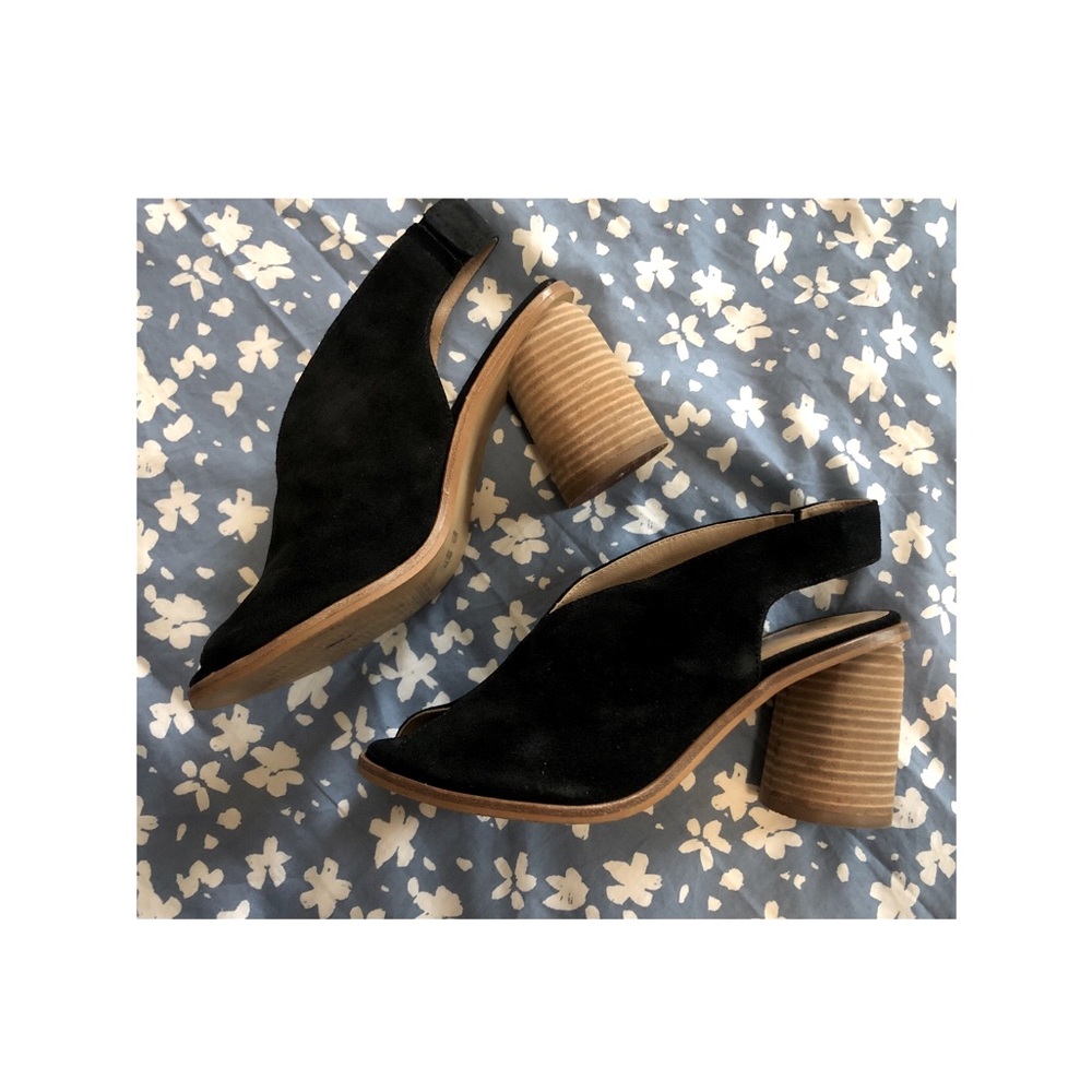 Anthropologie black suede sandals